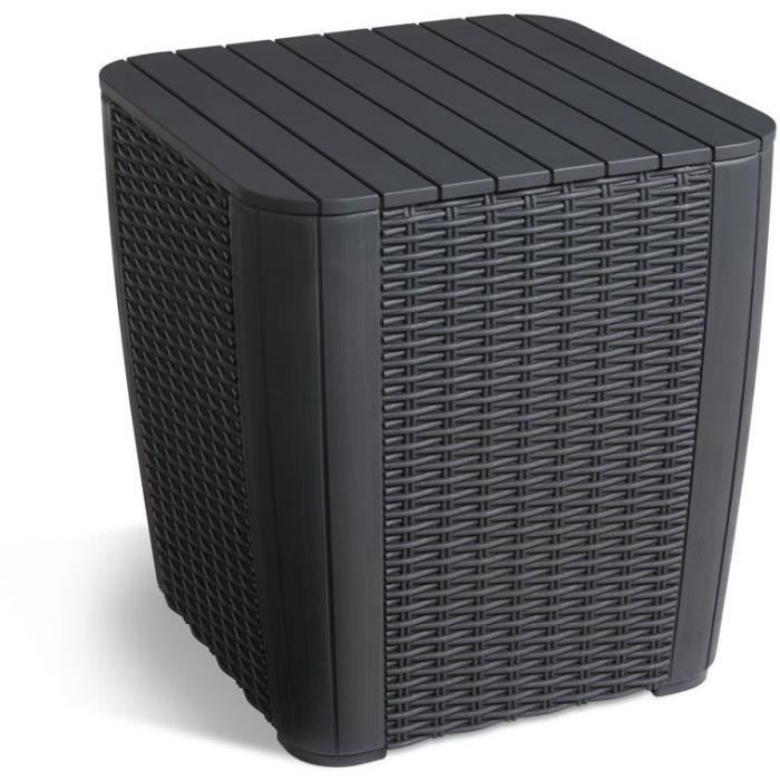 Allibert by KETER Luzon table d'appoint résine aspect rotin tressé gris graphite