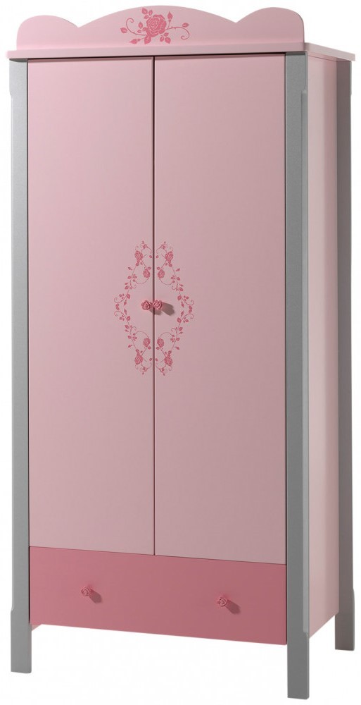 Vipack Armoire 2 portes gris et rose Girly LesTendances.fr