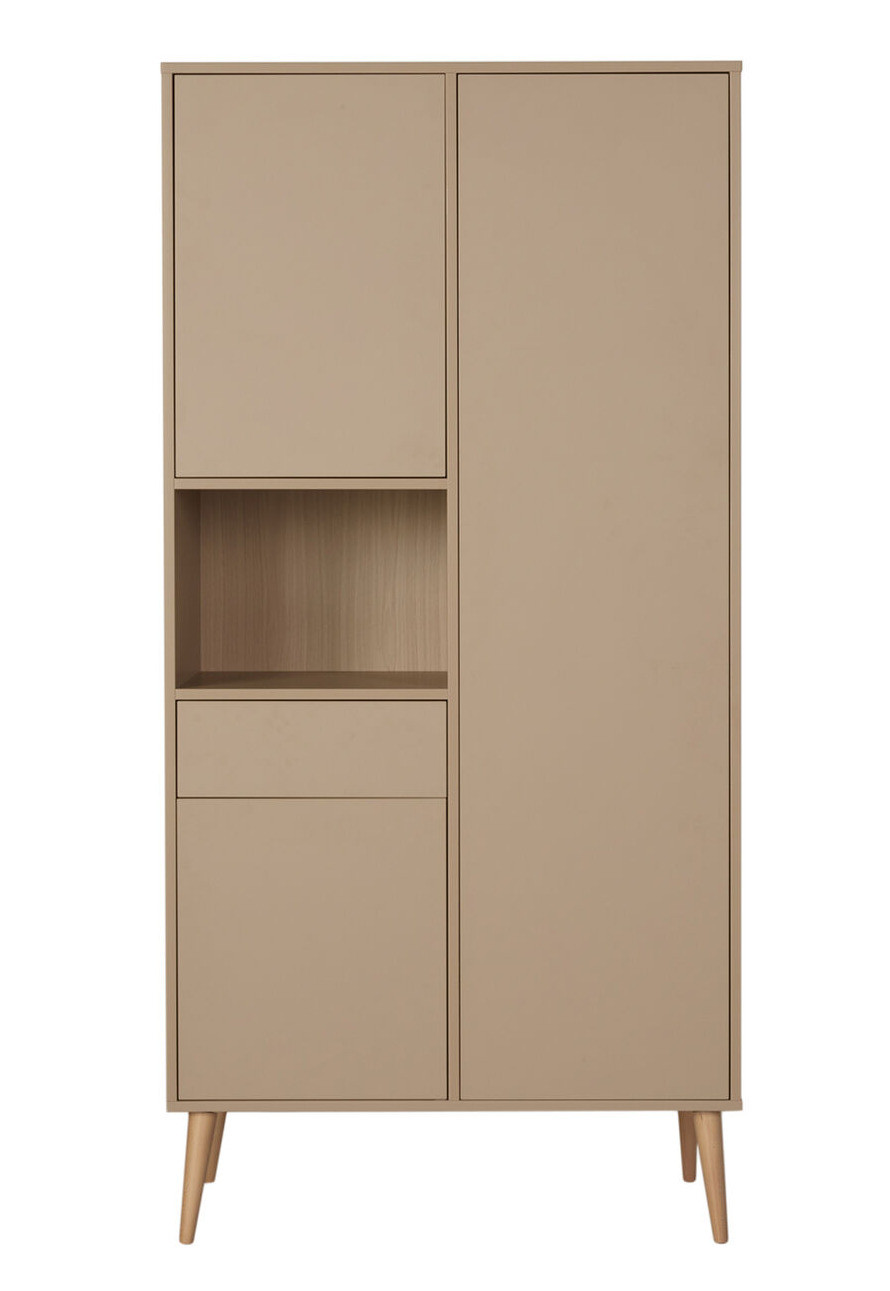 Quax Armoire 3 portes 1 niche bois laqué taupe et hêtre clair Cosy