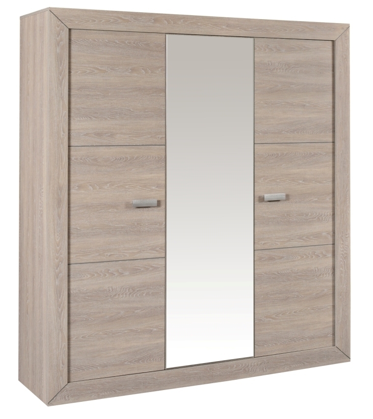 Armoire 3 portes bois de chêne grisé Lima LesTendances.fr