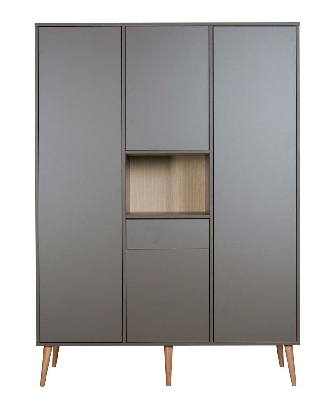 Quax Armoire 4 portes 1 niche bois laqué marron et hêtre clair Cosy