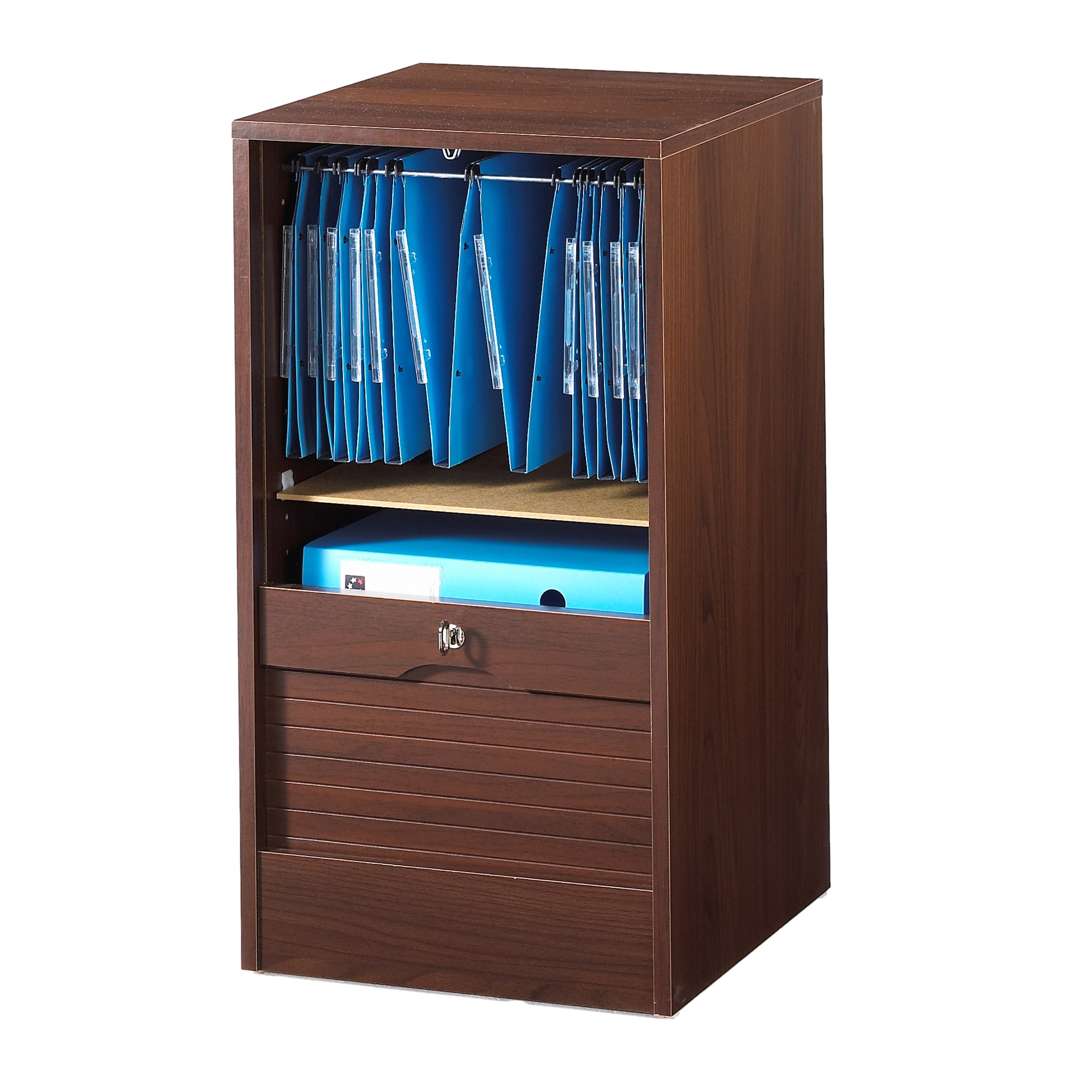 Armoire de bureau à rideau bois Wengé Matha 80 LesTendances.fr