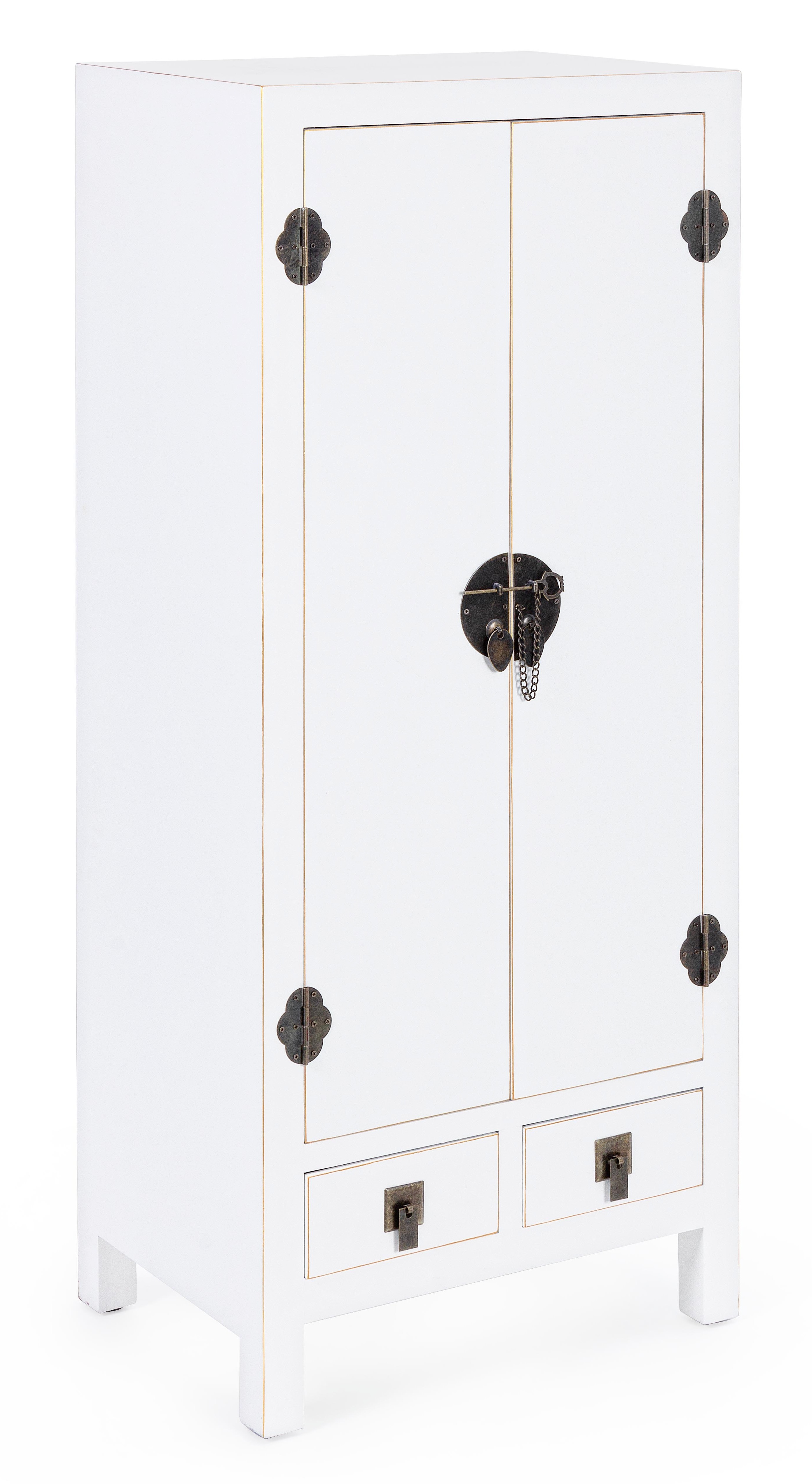 Armoire de rangement bois blanc 2 portes 2 tiroirs Peno L 50 cm