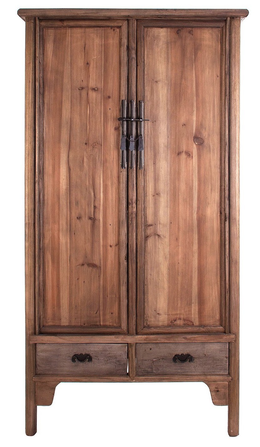 V Home Armoire orientale 2 portes 4 tiroirs pin massif recyclé clair