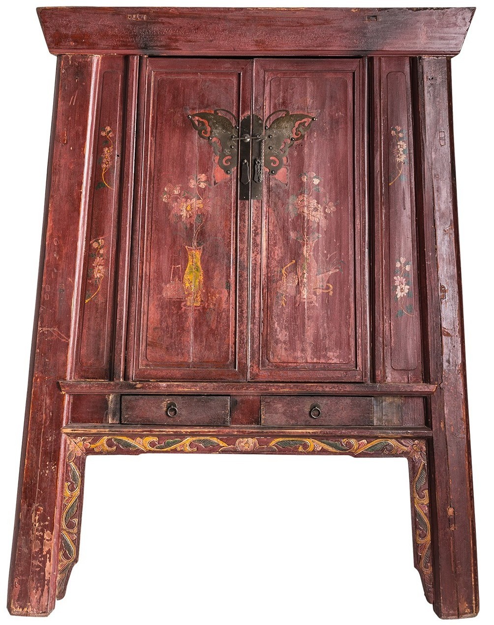 V Home Armoire orientale orme massif recyclé bordeaux vieilli Jady