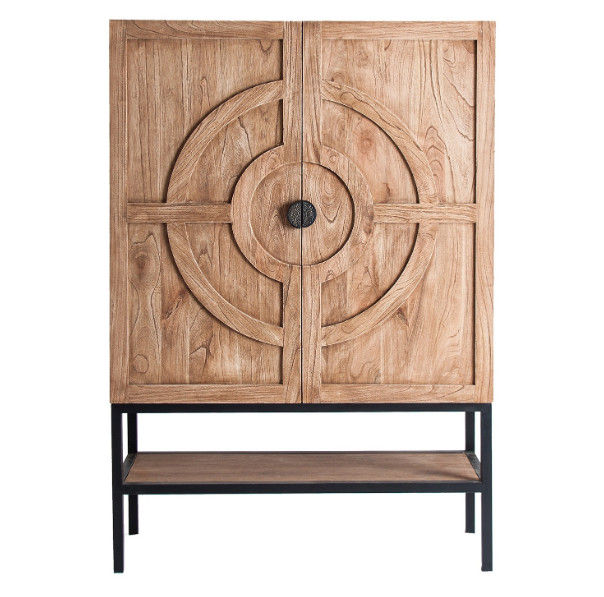 bahut bois et metal noir