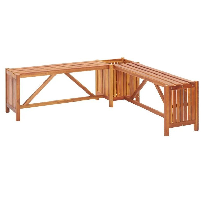 Home Banc de jardin avec jardinière acacia massif clair Tulak
