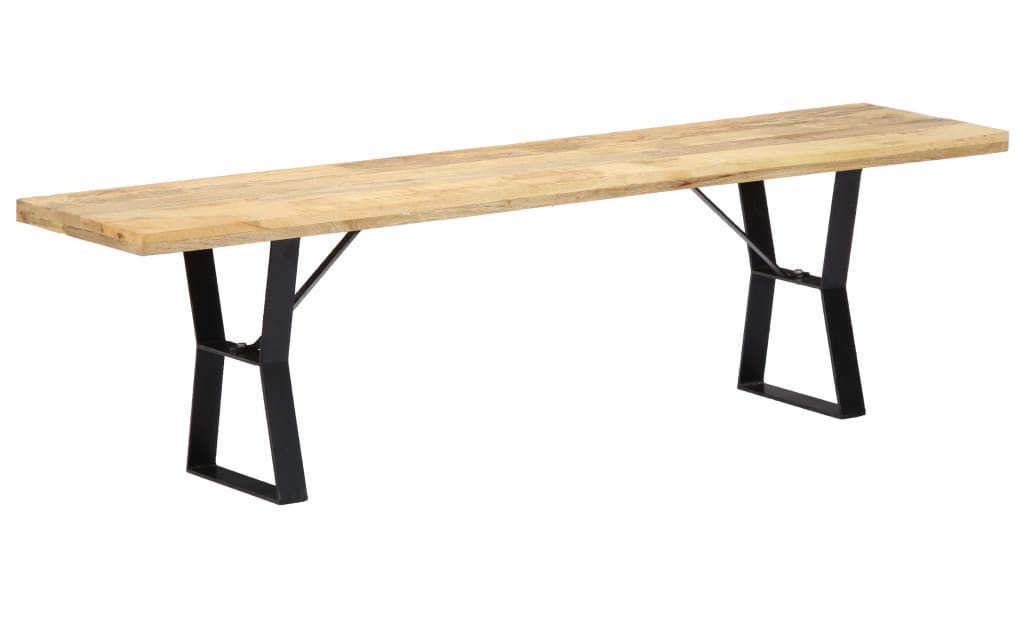 Banc en bois de manguier YORK avec pied en fonte noir