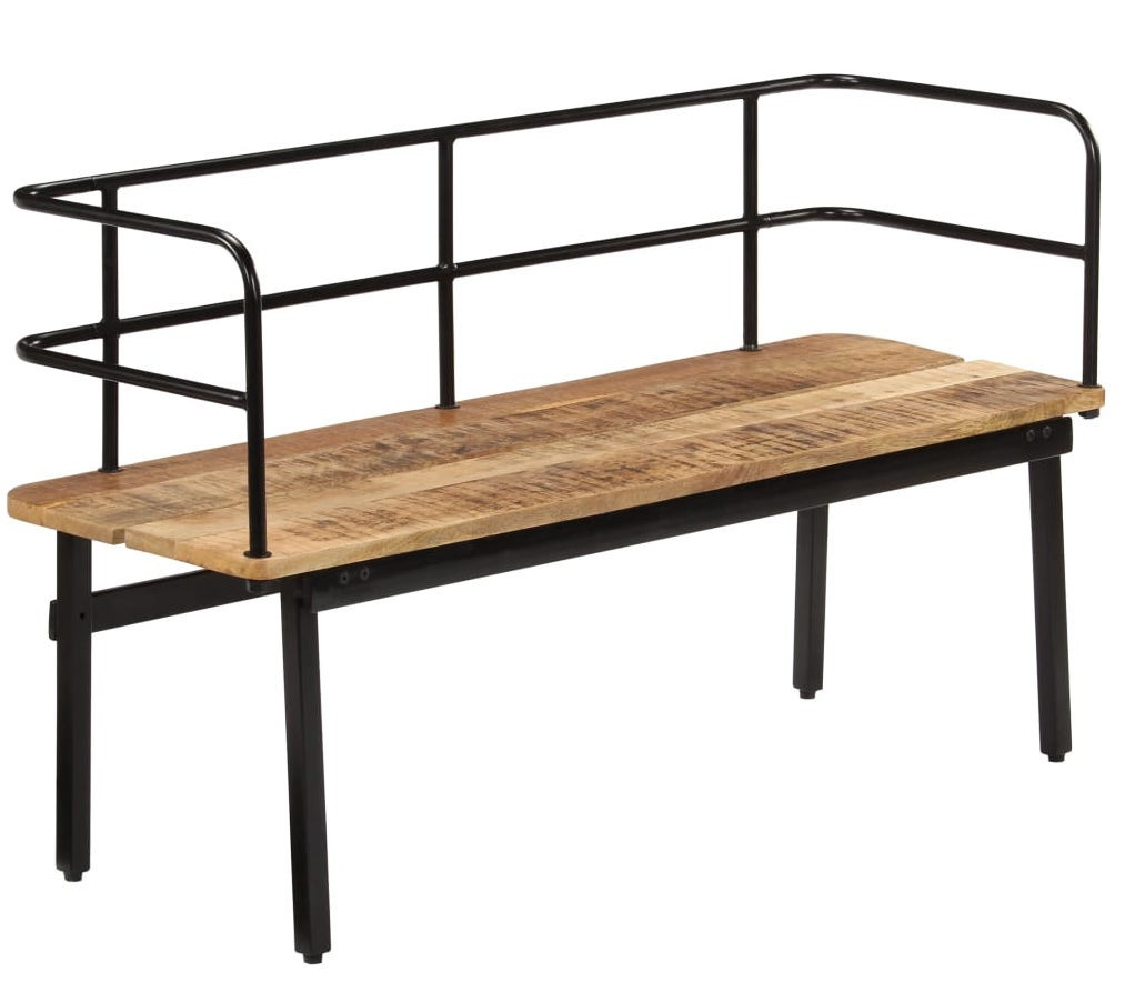 Banc Industriel Bois De Manguier Massif Et Cadre En Fer Noir Tustrio Lestendances Fr