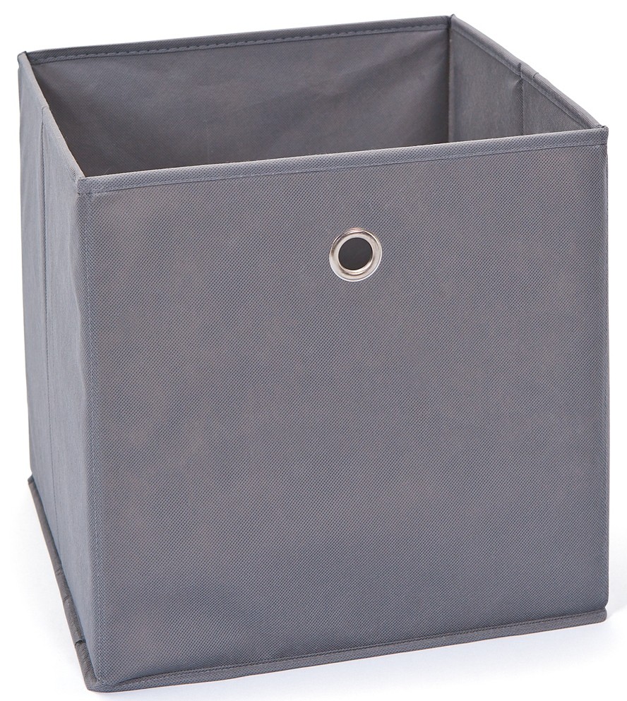 Boîte De Rangement En Tissu Mangata - Gris - Petit Format - Avec Poignées Et Cadre Métallique
