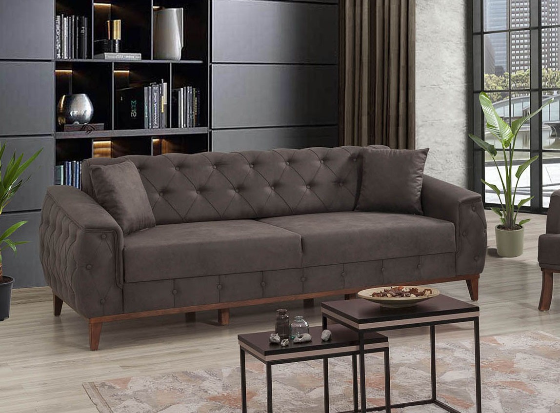 Canapé 3 places convertible avec rangement Kohler Tissu Anthracite ...