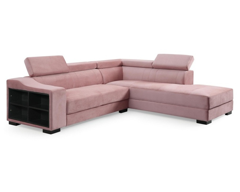 Canapé d'angle gauche velours rose Ozen | LesTendances.fr