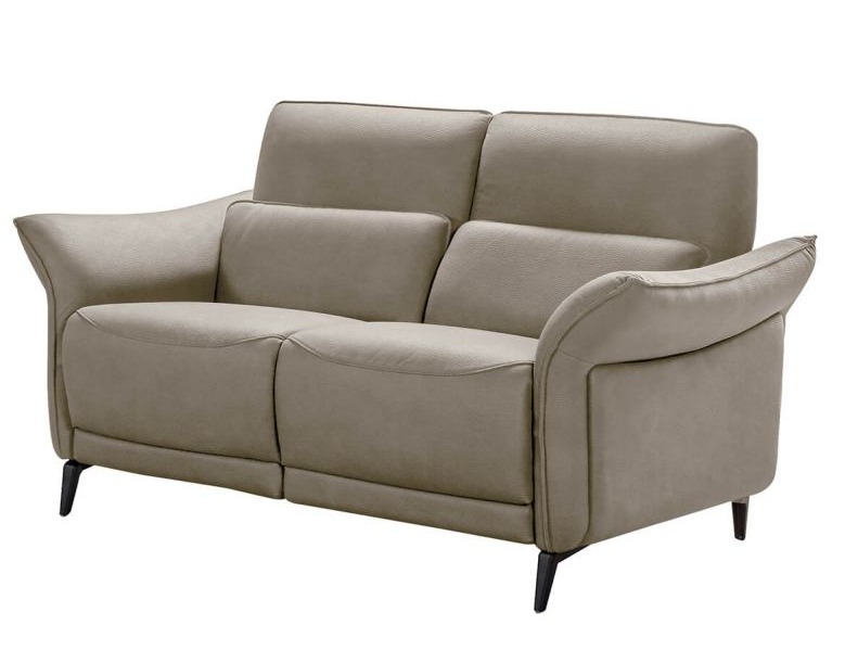 Canapé 2 Places LOEN – Beliani – Tissu Beige, Pieds Noirs – Dossier Uni
