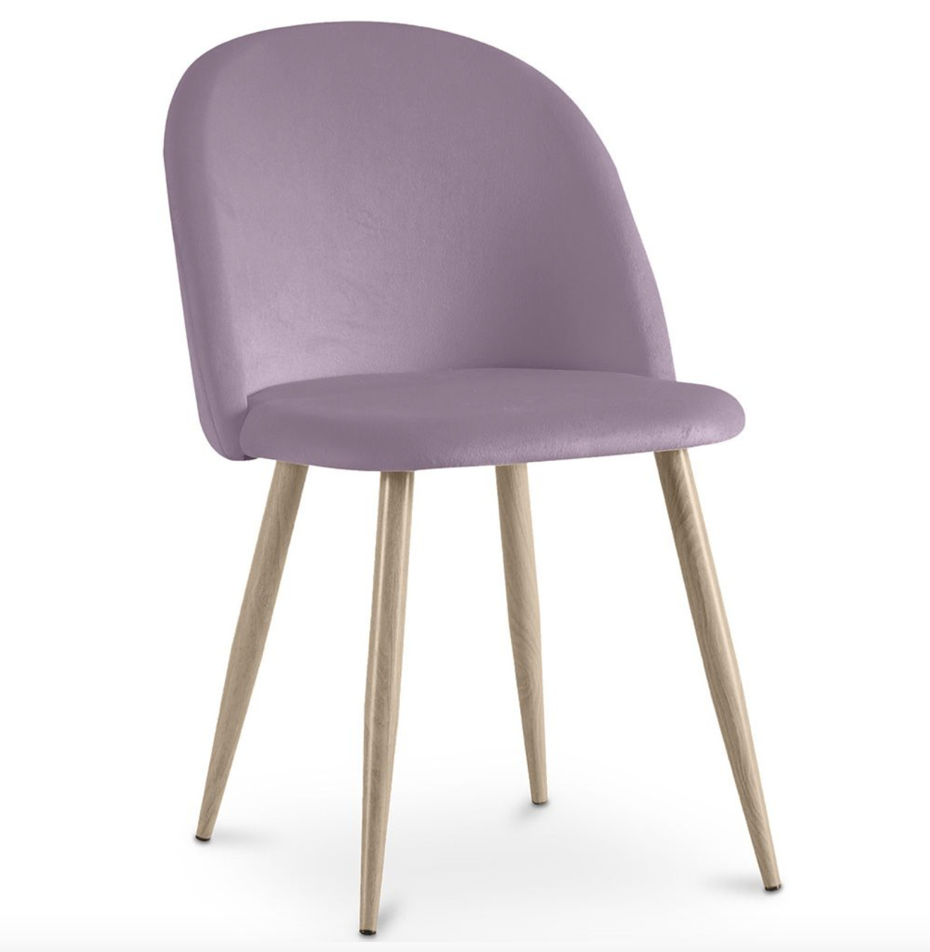 Home - Chaise Bomane Style Scandinave - Assise En Velours Et Pieds En Metal Effet Bois Clair 3667082922698
