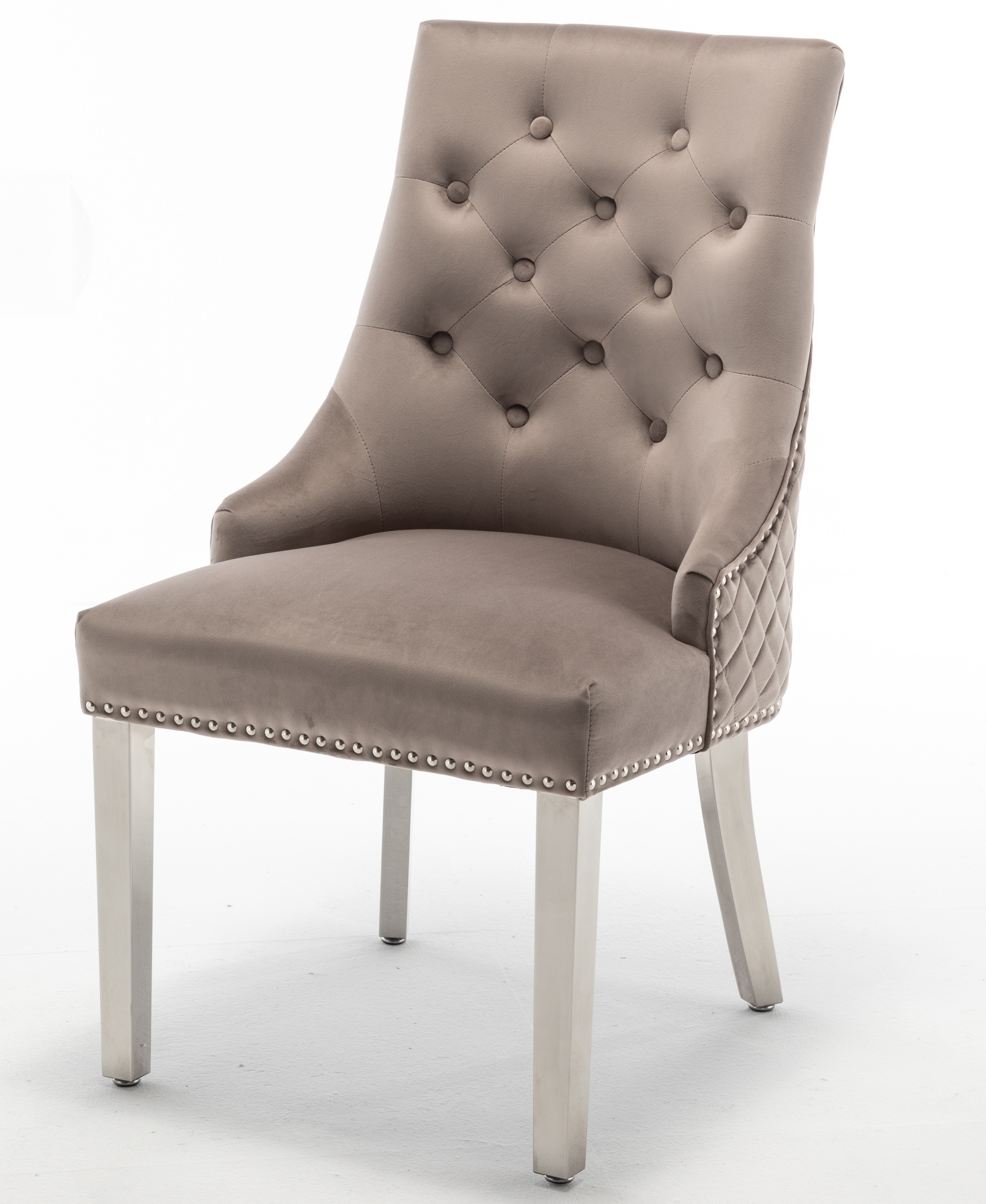 Lot de chaises ANNEAU matelassée et cloutée Chrome velours main image 0