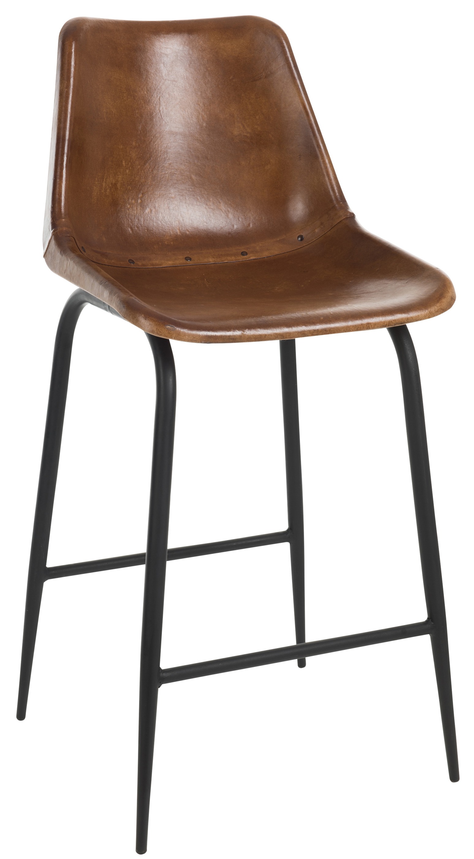 Les Tendances Chaise de bar cuir et métal marron Jo assise 70 cm LesTendances.fr
