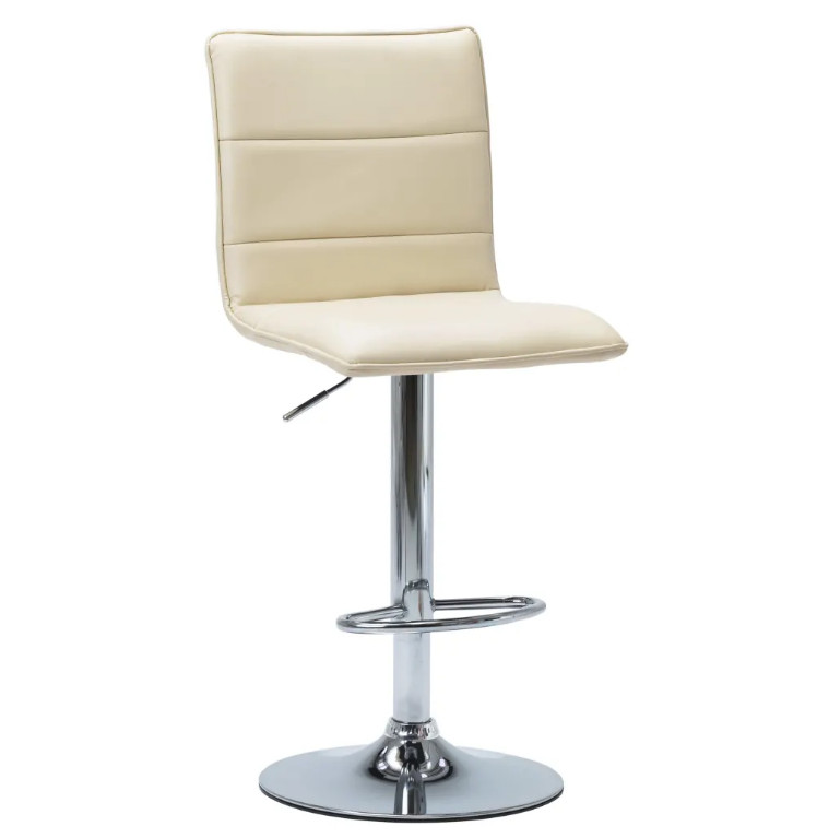 Octane Chaise de bar simili cuir beige et métal chromé Rand LesTendances.fr