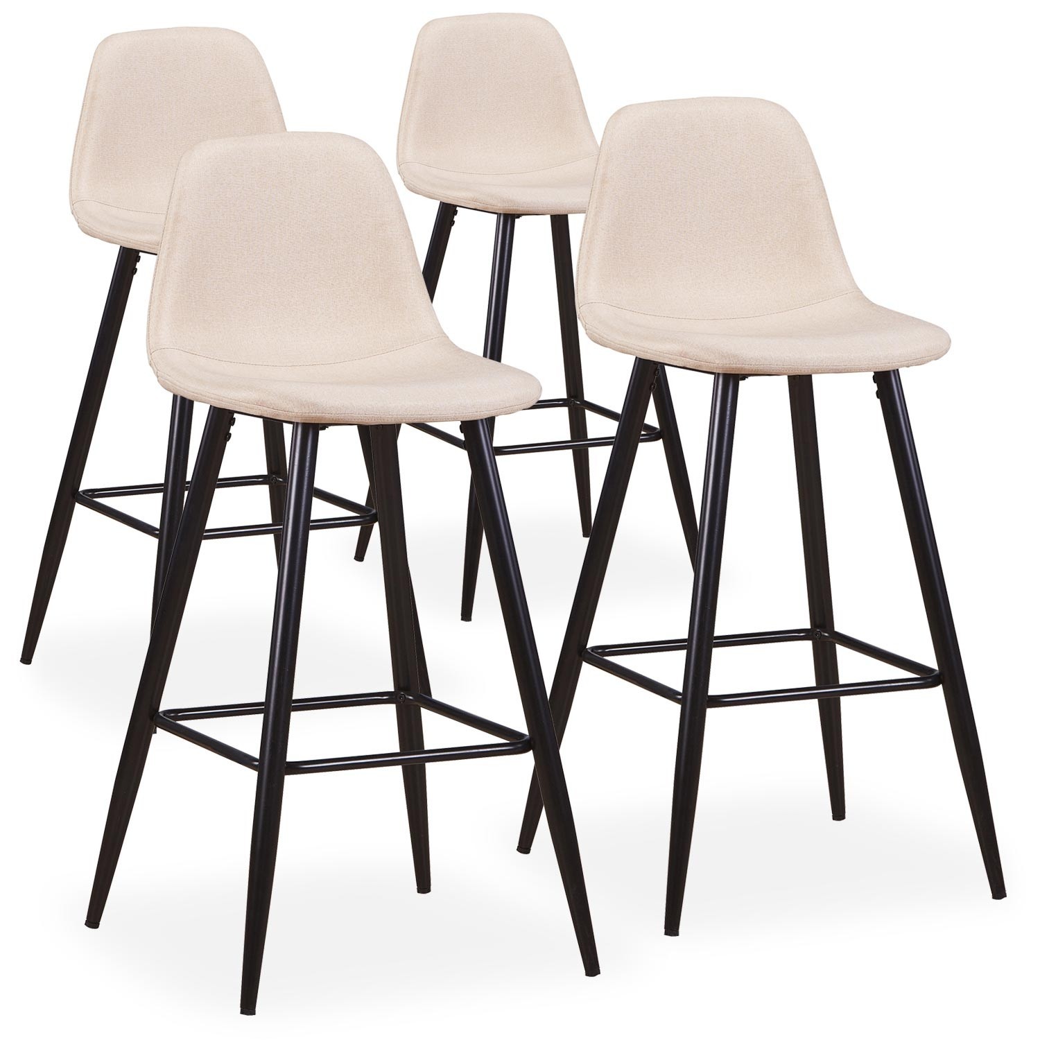 Chaise haute de bar tissu beige Kofy Lot de 4 LesTendances.fr