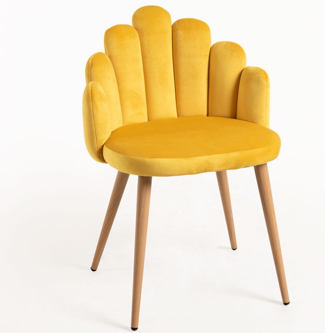 Chaise originale velours jaune et pieds métal naturel Achille - Lot de ...