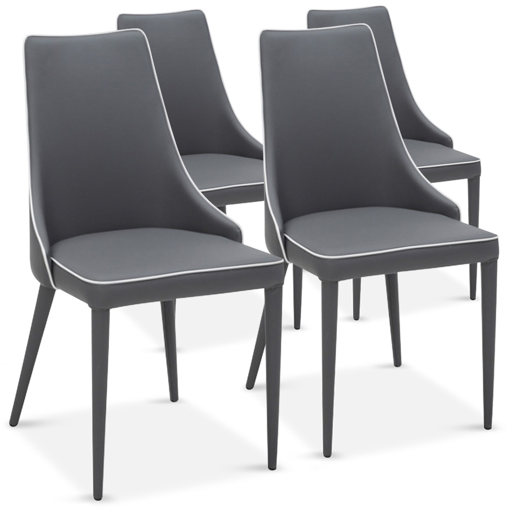 Chaise PU Grise Drago - Lot de 4 | LesTendances.fr