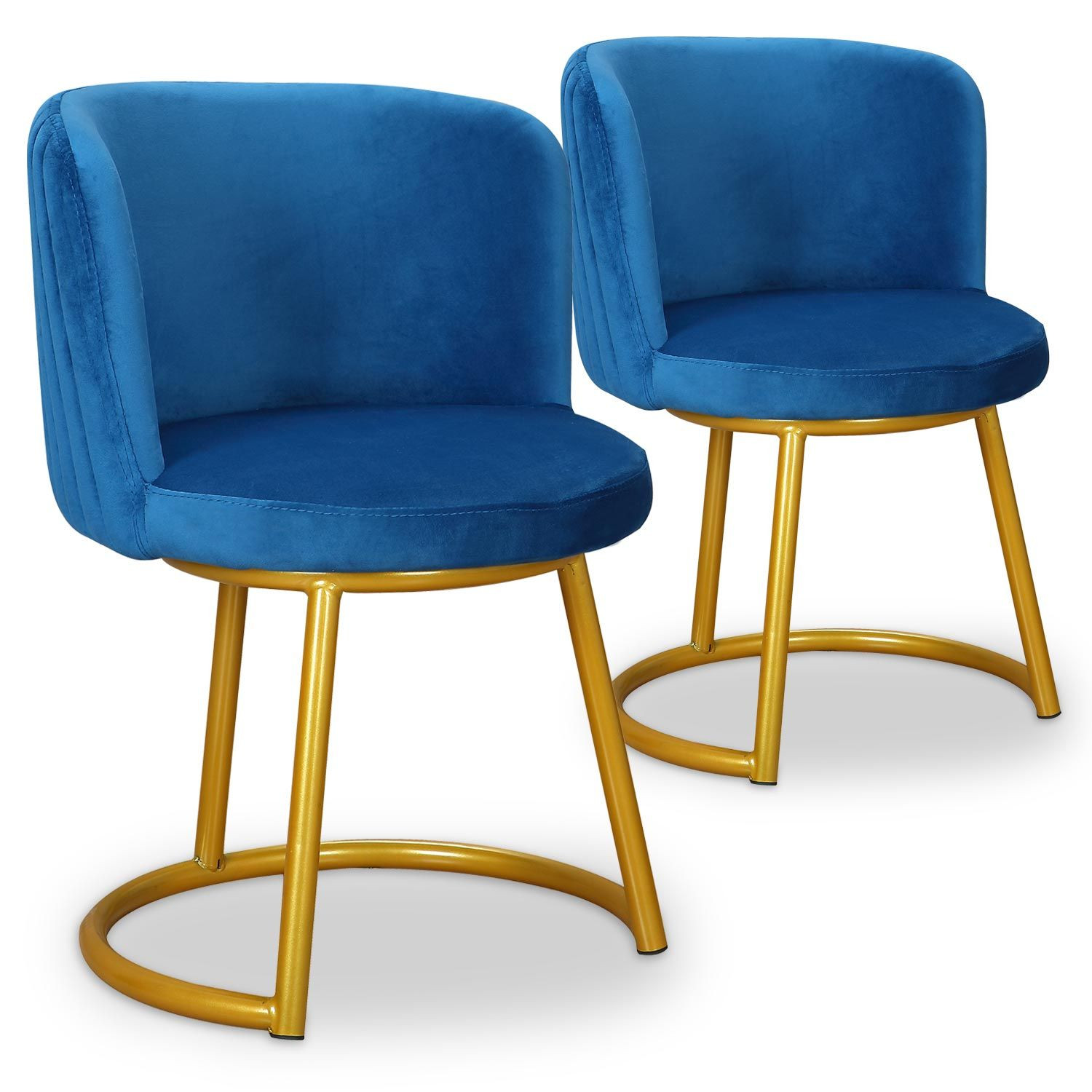 Chaise design velours bleu nuit et pieds doré Ribaldi - Lot de 2 | Leroy Merlin