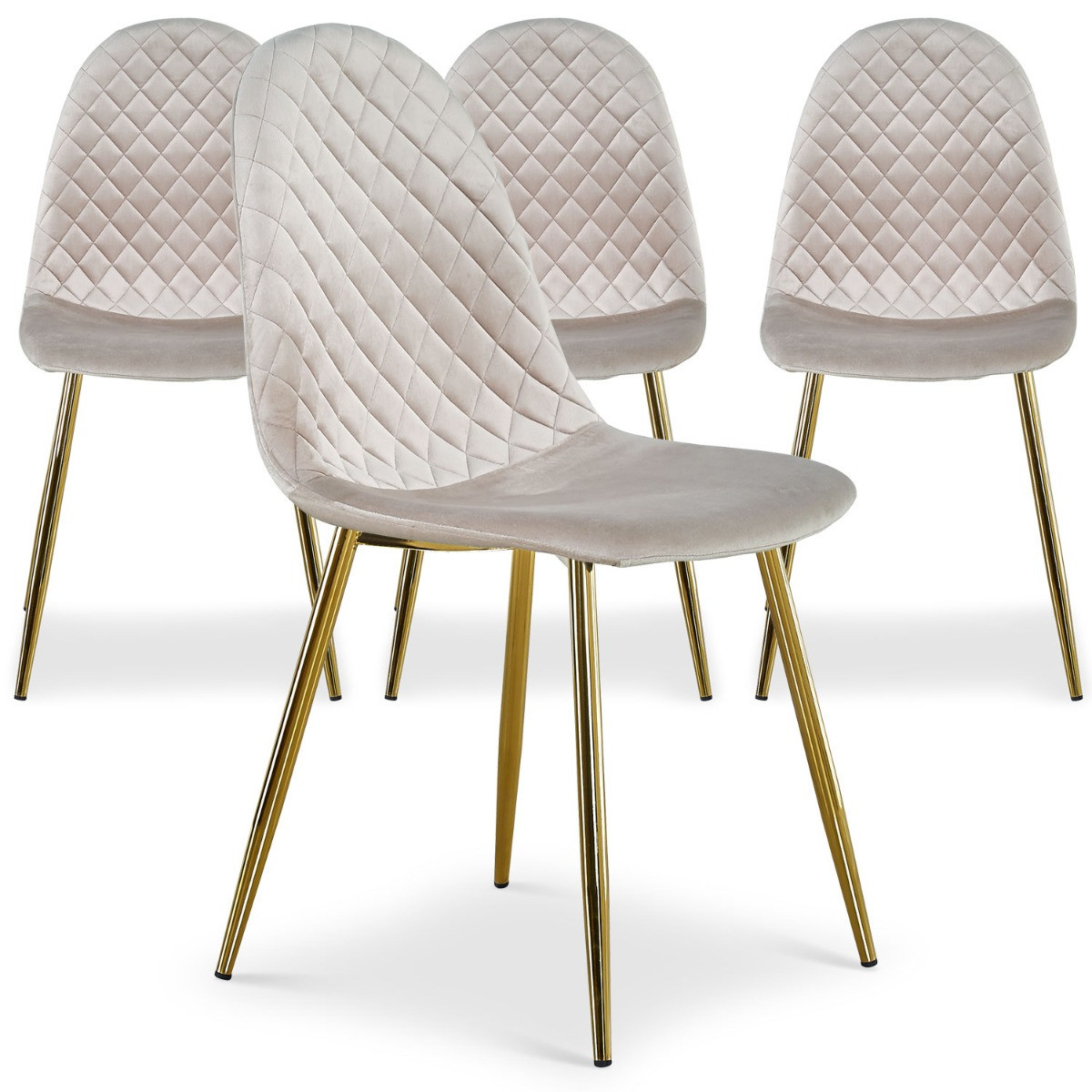 Fauteuil rond en velours taupe avec pieds en métal doré
