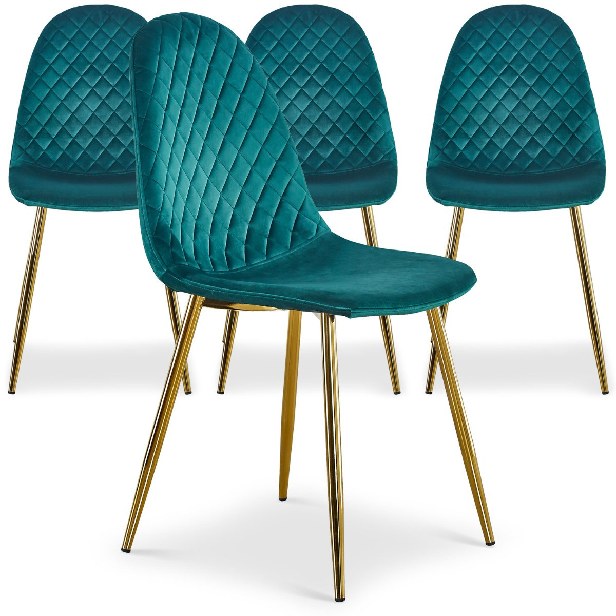Lot De 4 Chaises Arianna En Velours Avec Pieds Métal - Marron - Dimensions 44x54x88 Cm - Pour Salle à Manger, Cuisine - Style Moderne