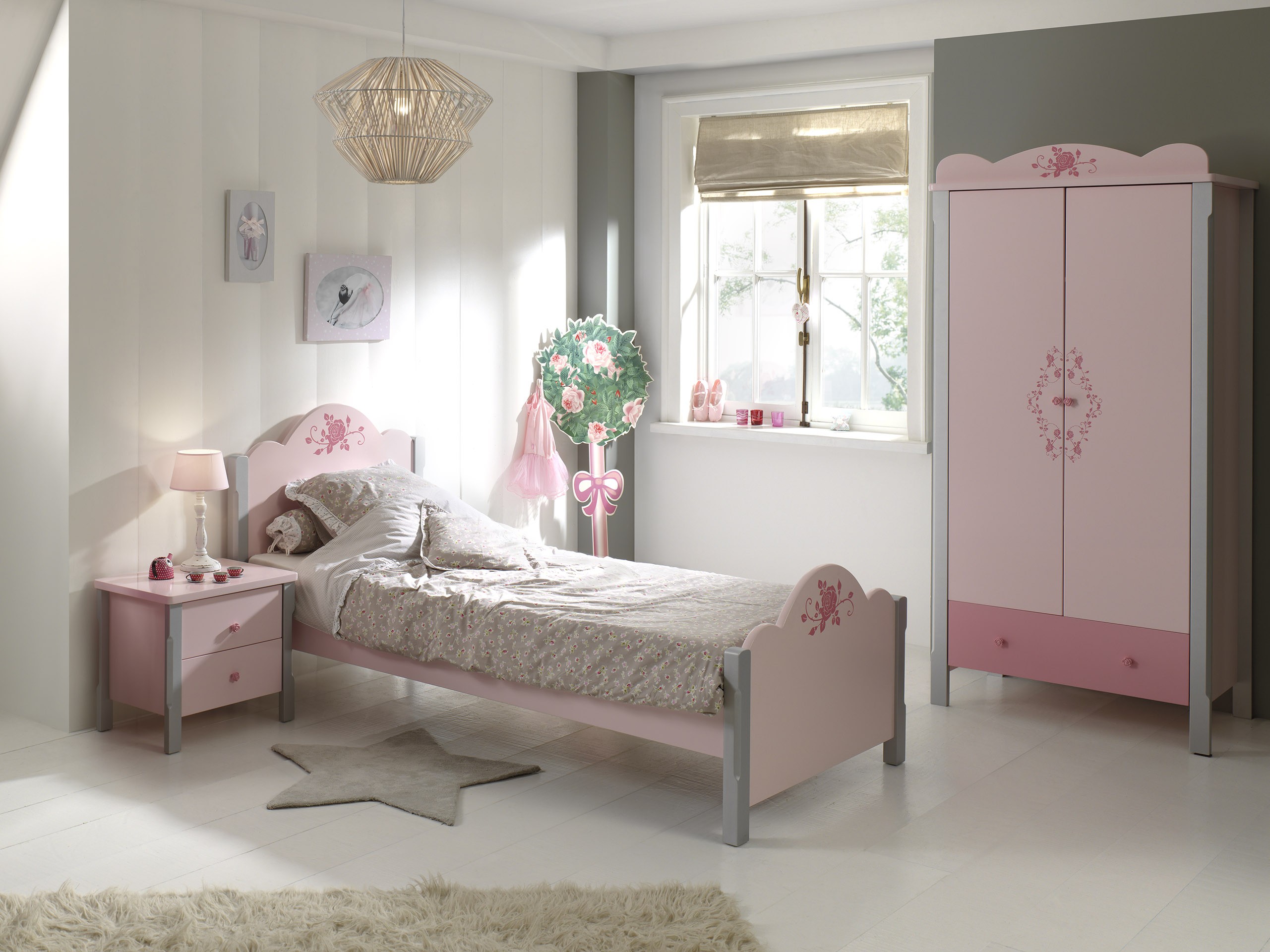 Vipack - Chambre 3 pièces gris et rose Girly | LesTendances.fr