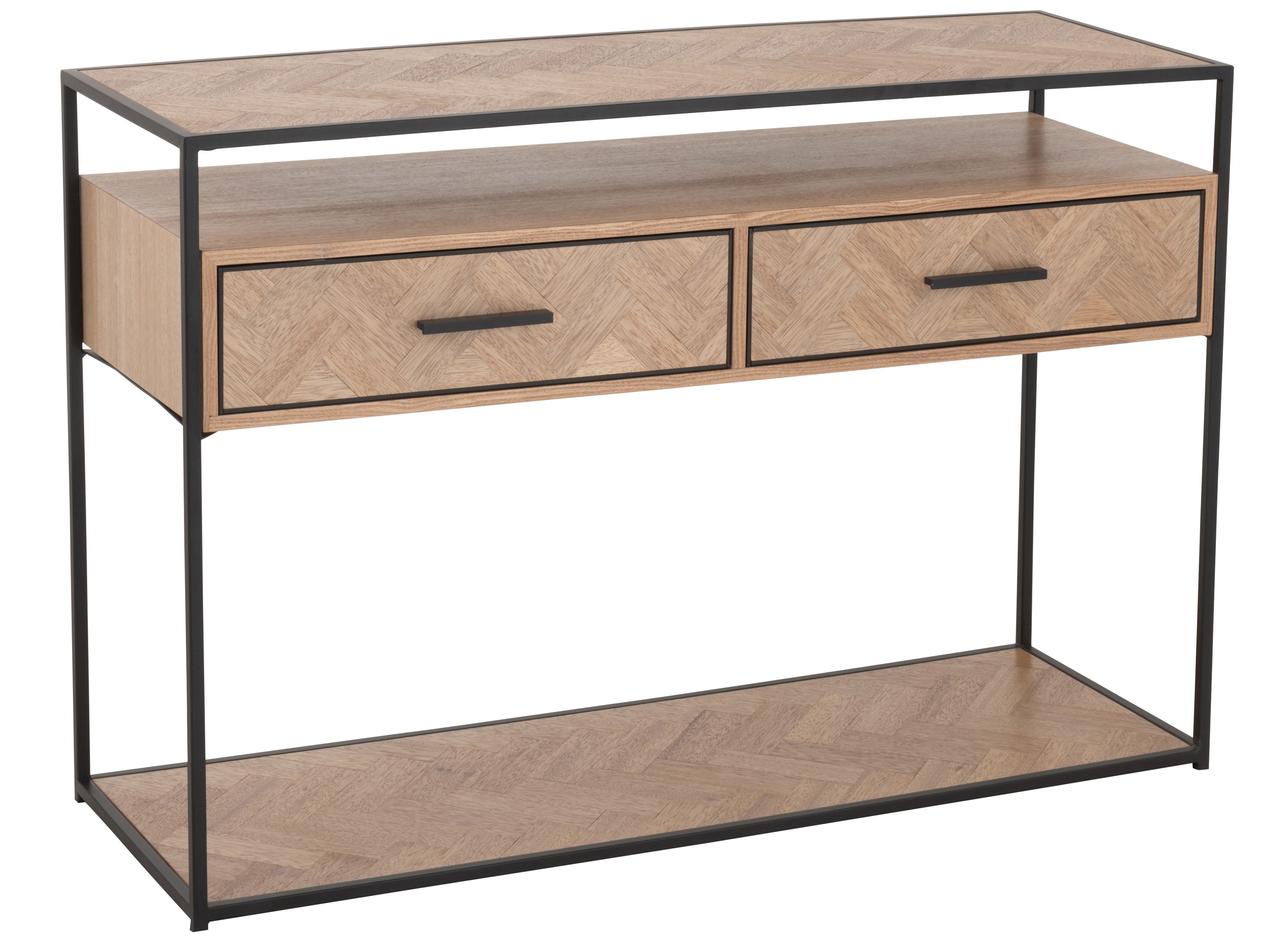 Les Tendances Console bois clair zigzag 2 tiroirs Billy L 120 cm