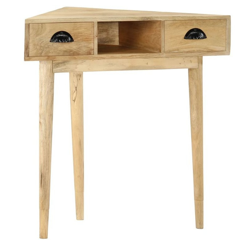 Home - Console triangulaire 2 tiroirs manguier massif clair Teash ...