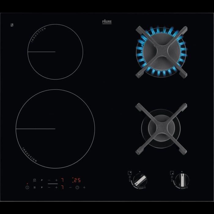 FAURE FGN86468BA Table de cuisson mixte gaz / induction encastrable
