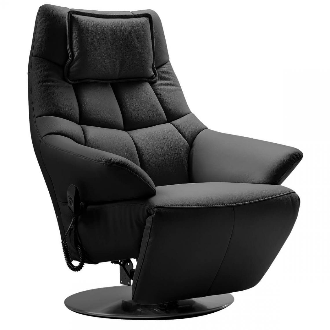 fauteuil relaxation cuir noir, tétière
