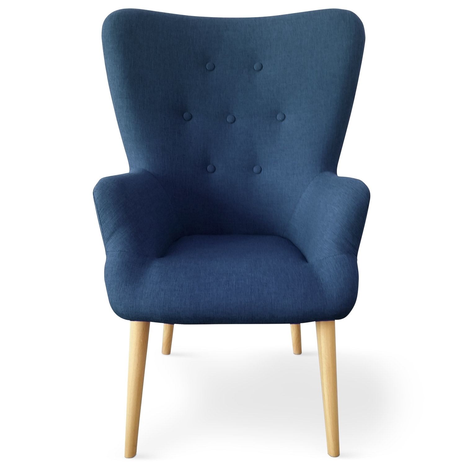 Fauteuil scandinave en tissu bleu main image 1