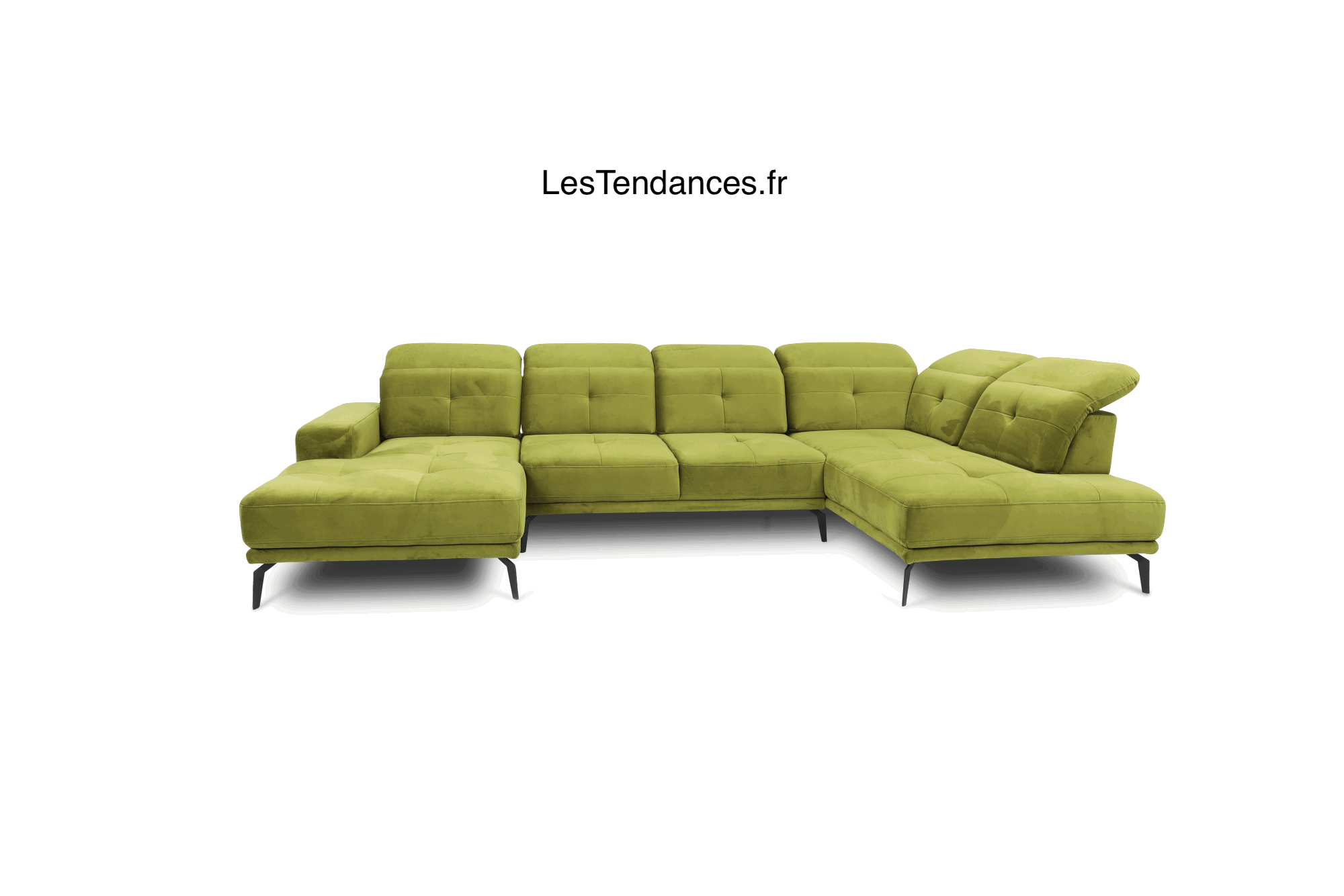 Canapé d’angle panoramique VERSUS tissu – Appuie-têtes réglables