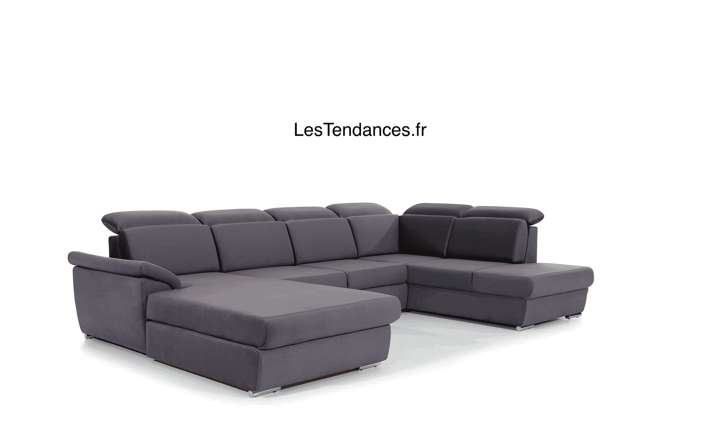 Canapé Convertible Panoramique LEVANO Tissu et Simili Cuir, Têtières