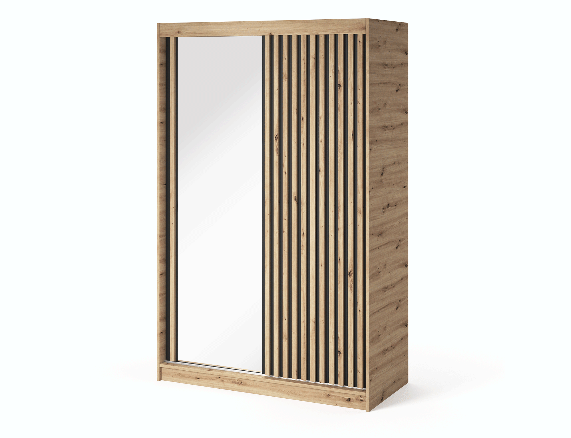 Armoire chambre adulte MERIKO 120 cm Chêne artisan et miroir