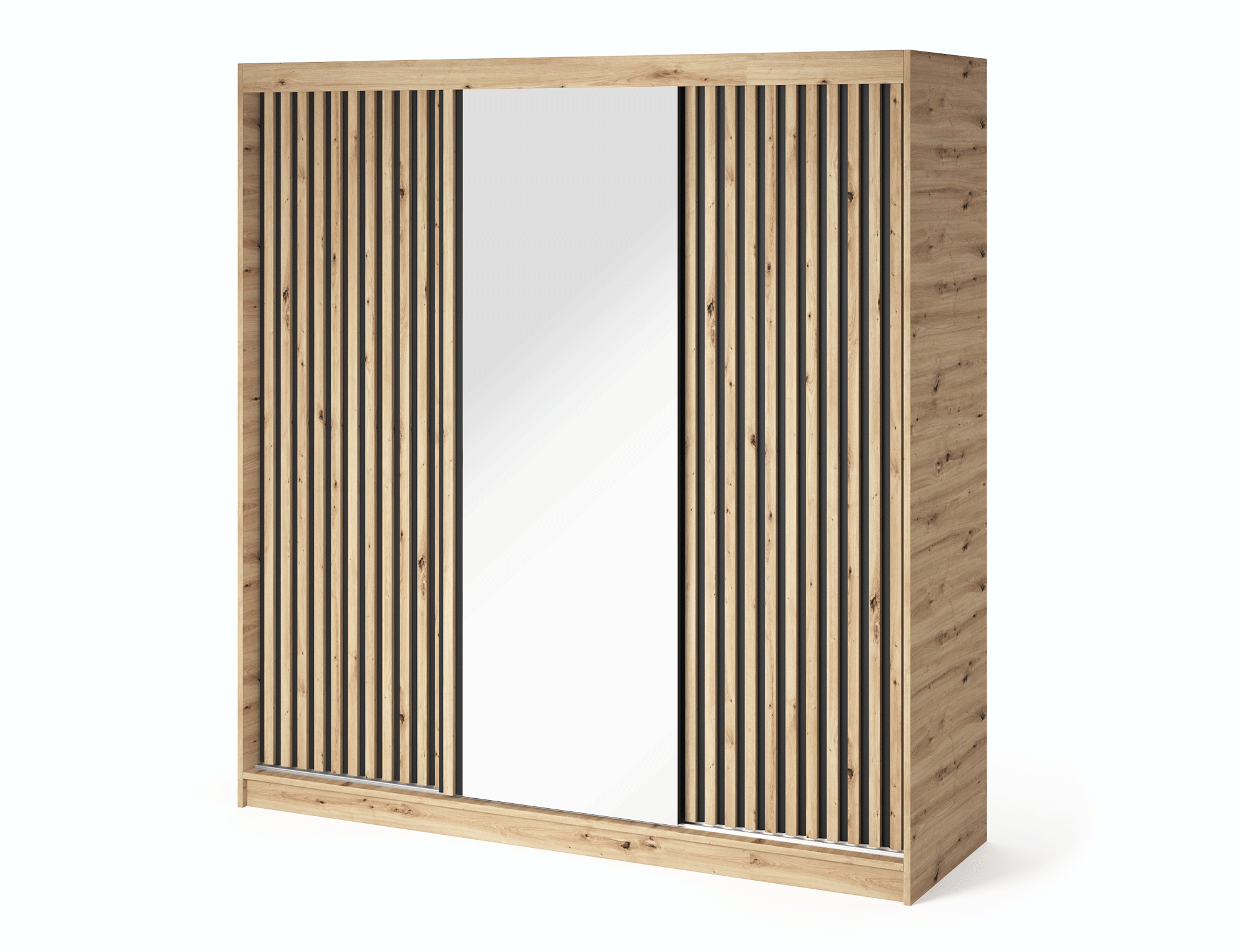 Armoire chambre adulte MERIKO 180 cm Chêne artisan et miroir