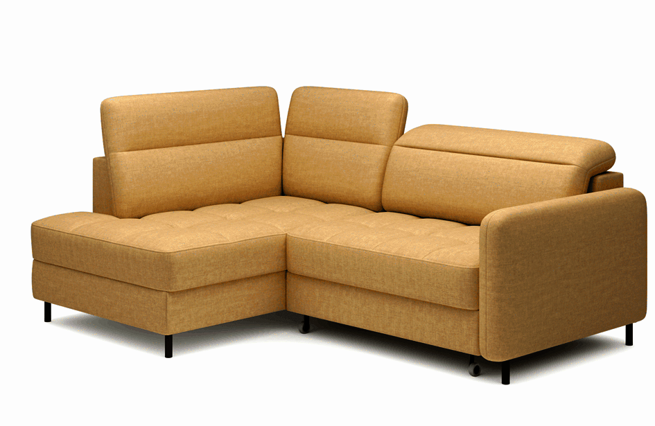 Canapé d’angle convertible BOREA en tissu avec coffre – 208 cm