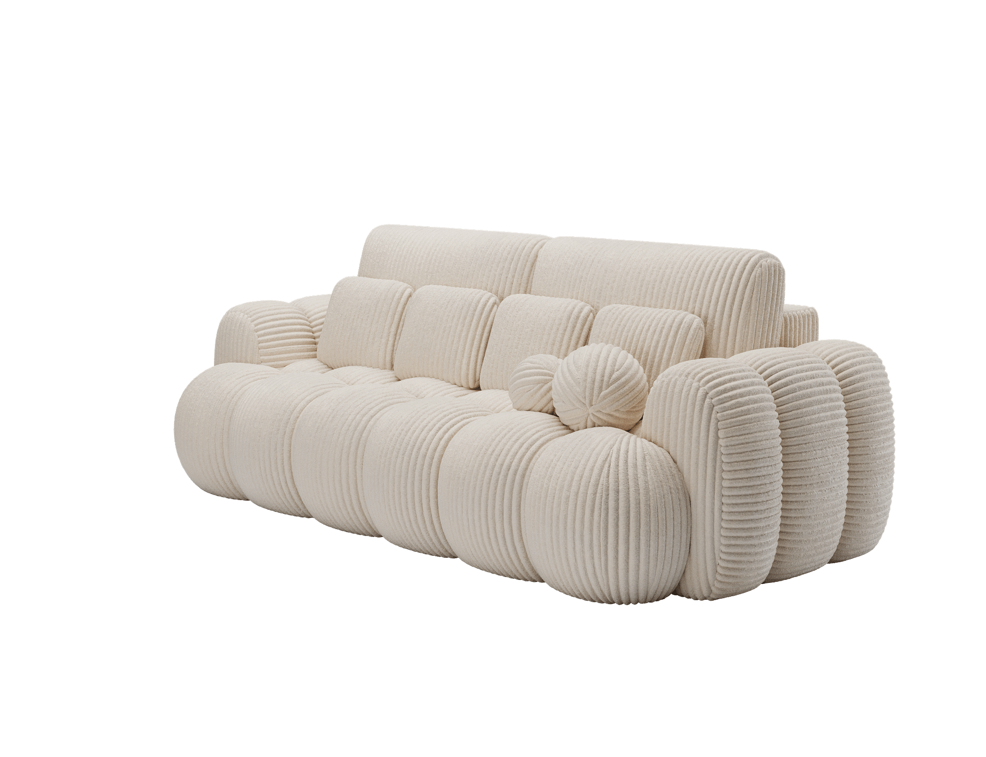 Canapé convertible 3 places COCOON en tissu côtelé capitonné – 256 cm