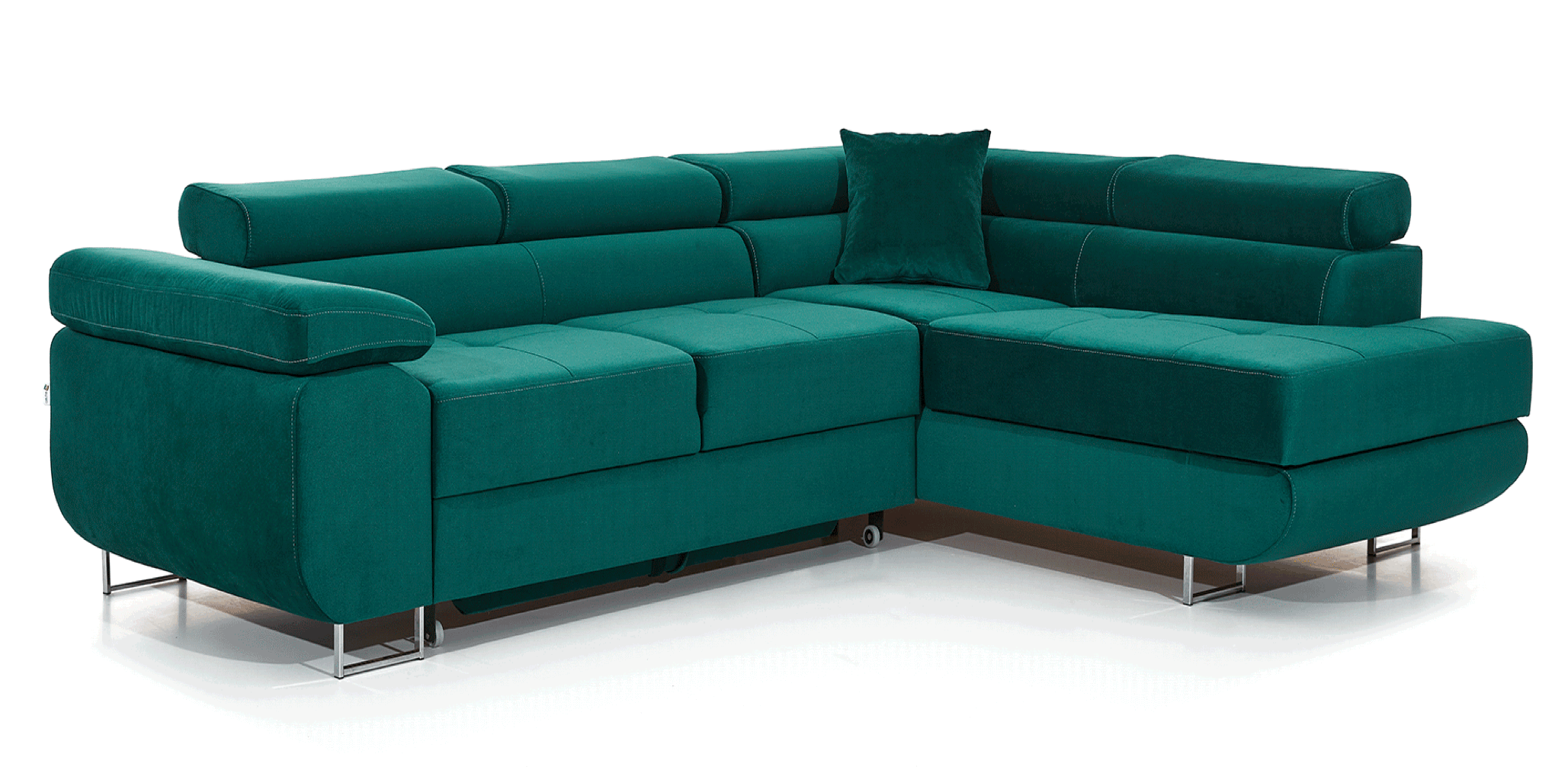 Canapé d'angle droit convertible simili cuir gris Marka 275 cm