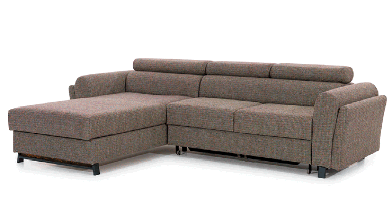 Canapé angle gauche convertible simili clair blanc avec appuis-tête réglables Mazerali 300 cm