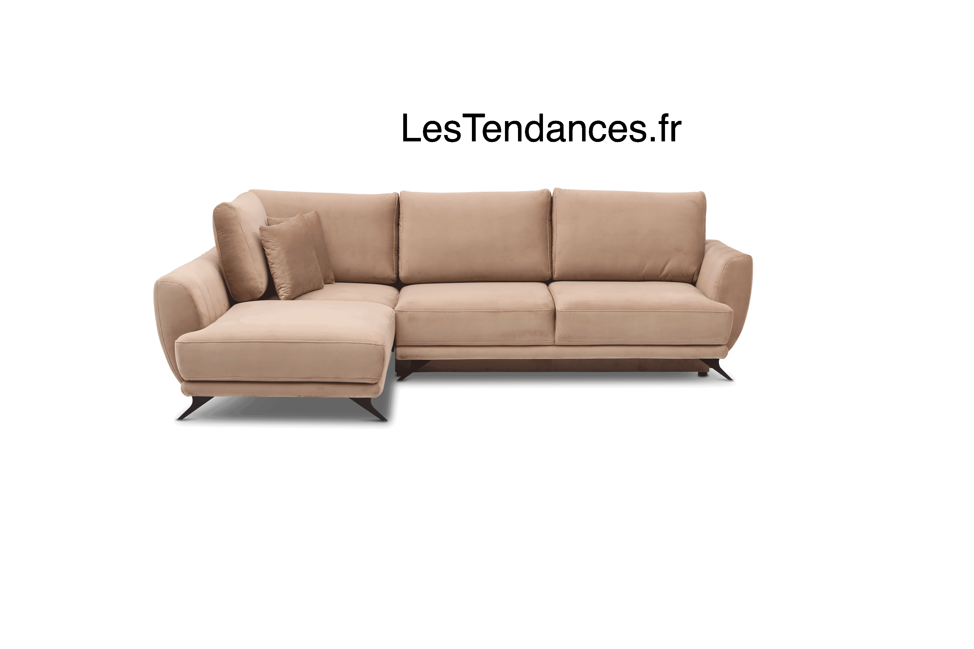 Canapé convertible angle gauche tissu bleu Savary 280 cm