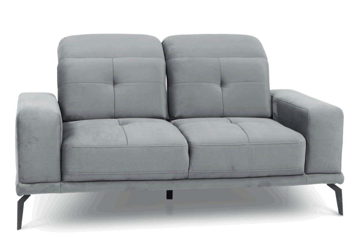Canapé droit design 2/3 places tissu doux gris clair Torpille 195 cm