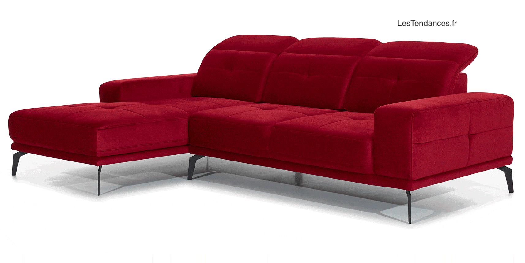 Canapé d'angle gauche 5 places tissu gris chiné Torpille 265 cm