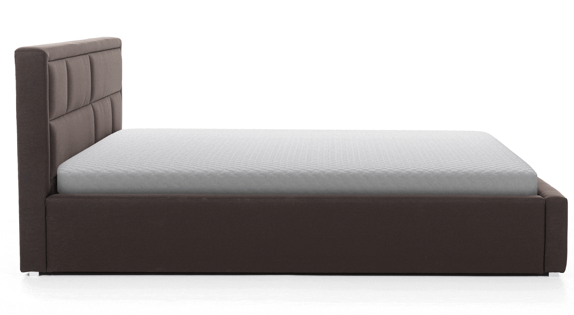 Lit double tissu gris clair tête de lit capitonnée Lenzo - 4 tailles