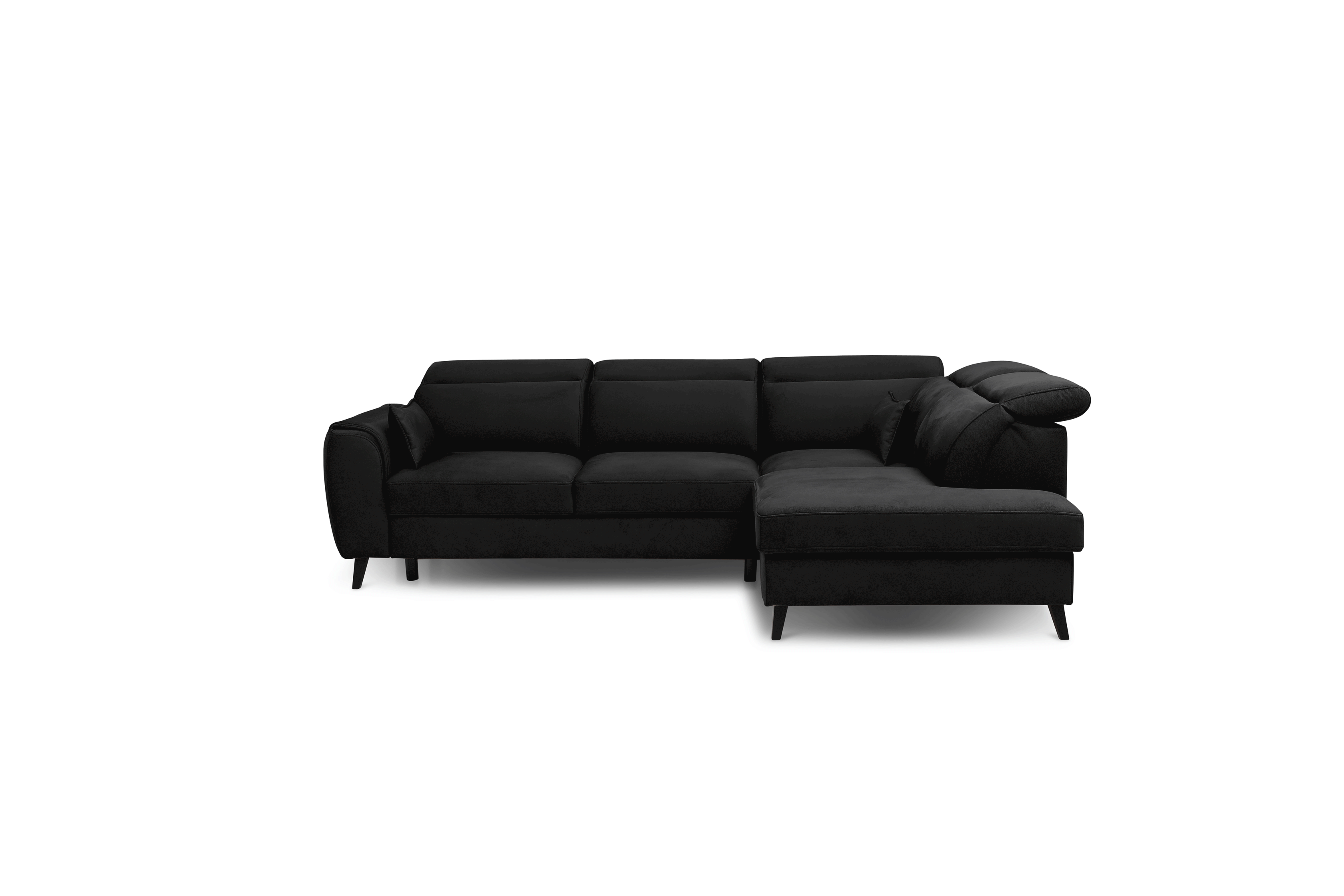 Canapé d'angle droit convertible tissu noir Noblesse 255 cm