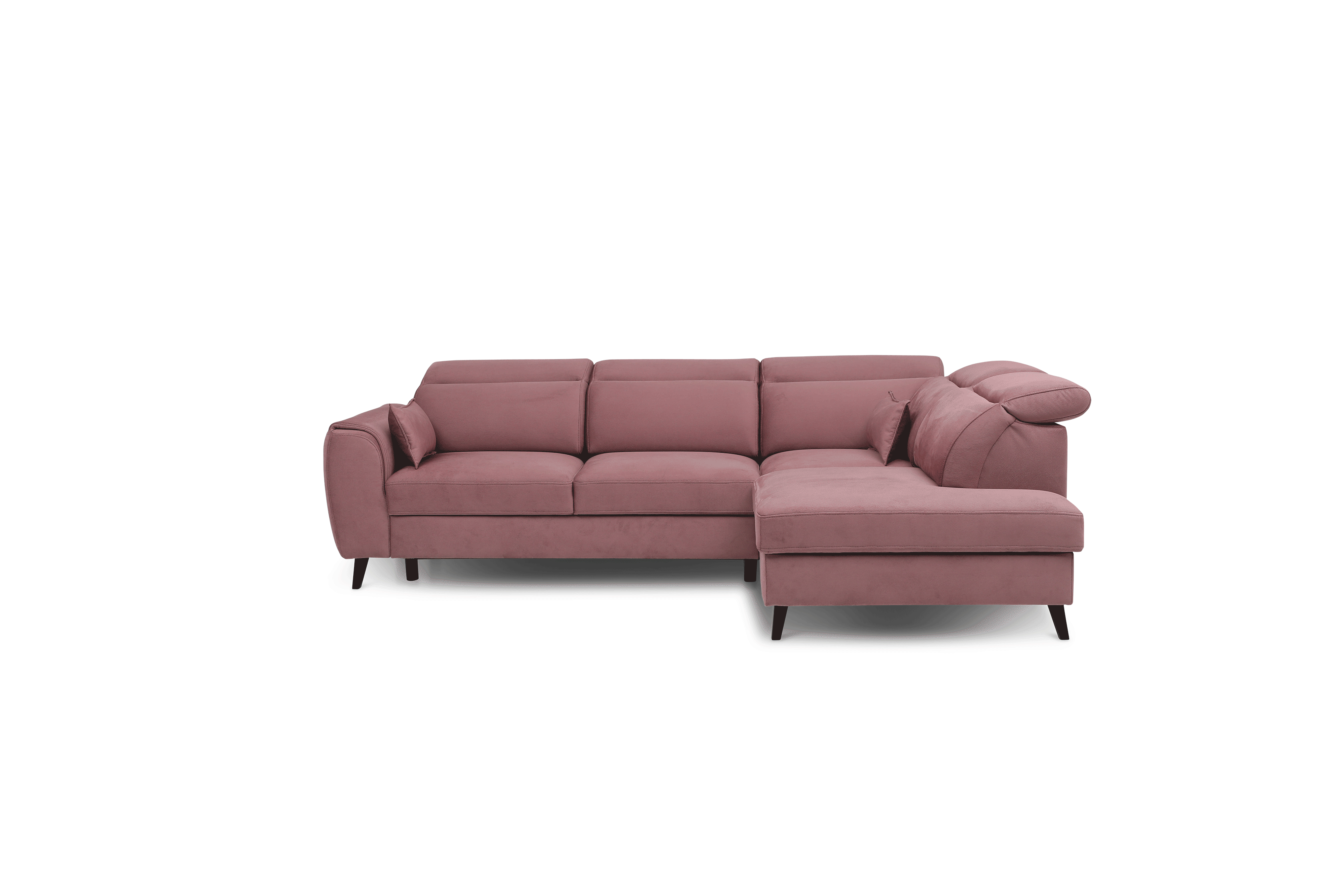 Canapé d'angle droit convertible tissu rose poudré Noblesse 255 cm
