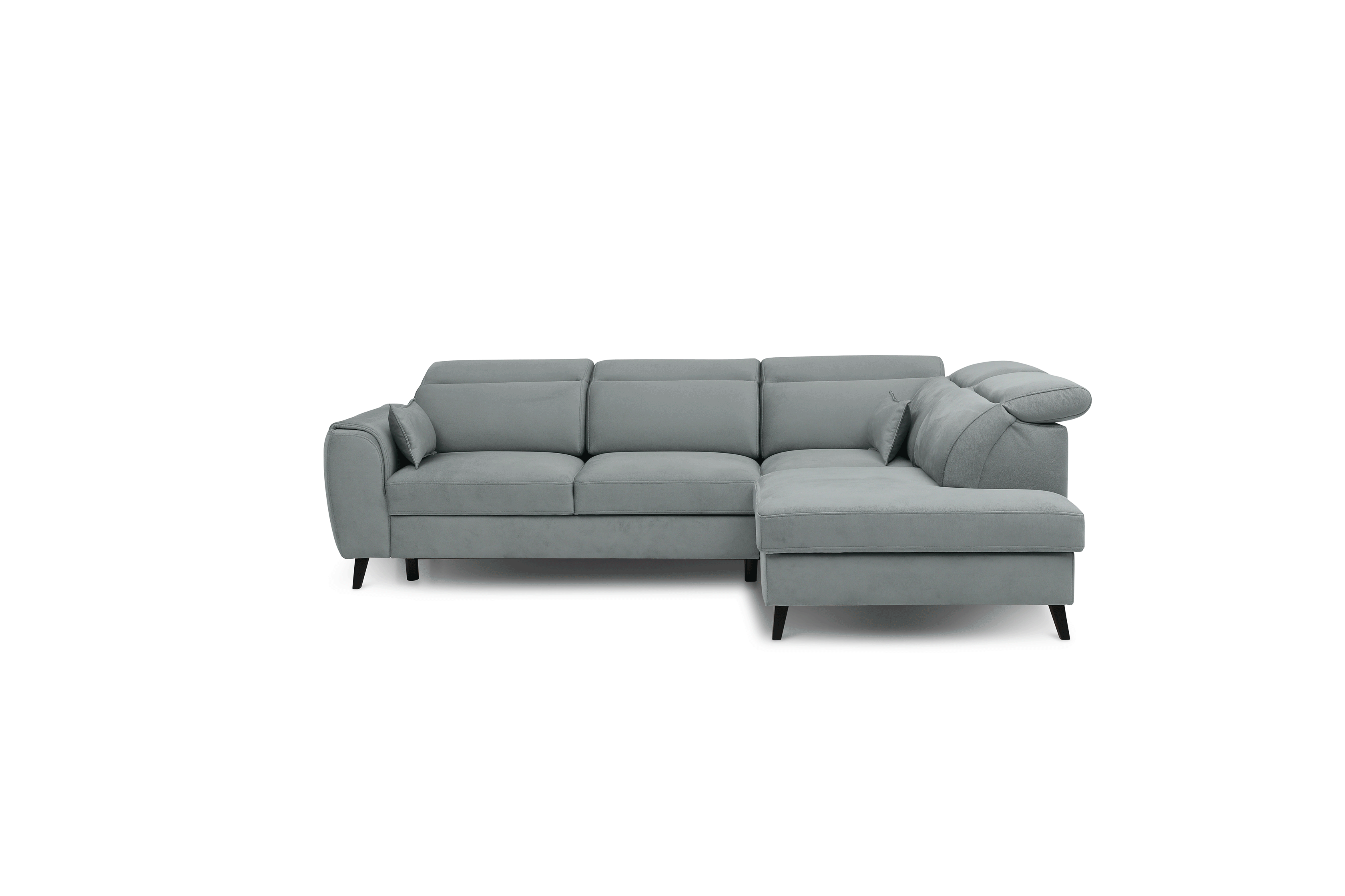 Canapé d'angle droit convertible tissu gris bleuté Noblesse 255 cm