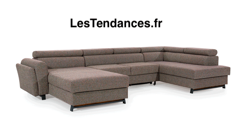 Grand canapé panoramique convertible velours bleu pétrole avec coffre Konba 370 cm