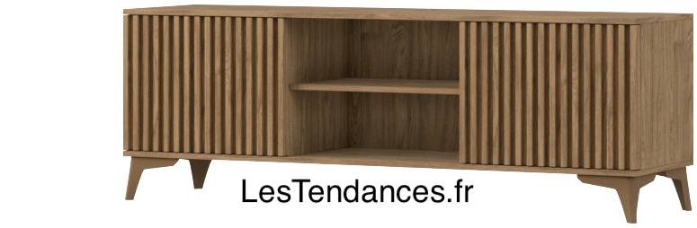 Meuble TV bois clair rainuré – Collection Bazen